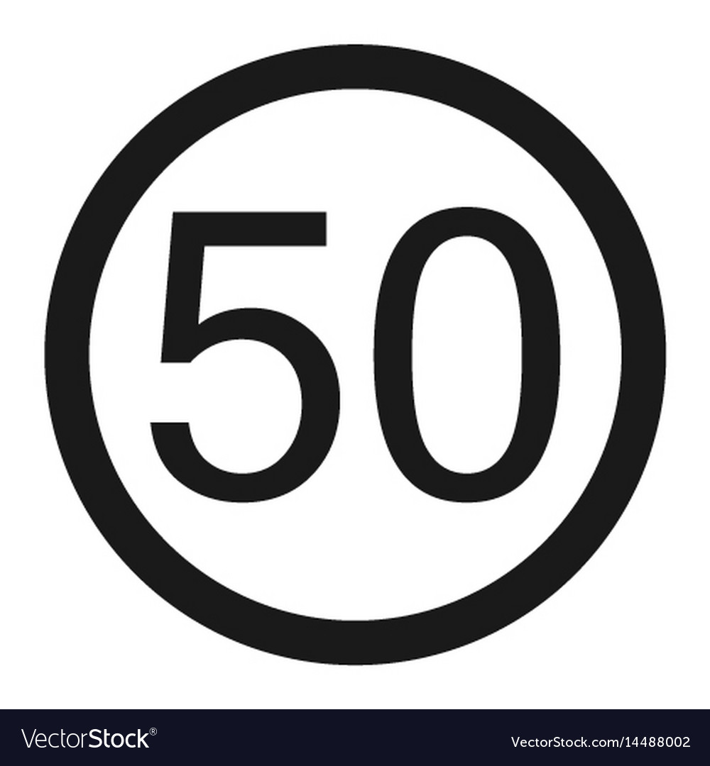 Maximum speed limit 50 line icon