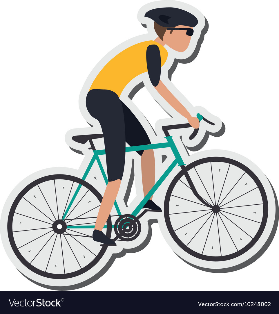 Person riding bike with helmet icon Royalty Free Vector