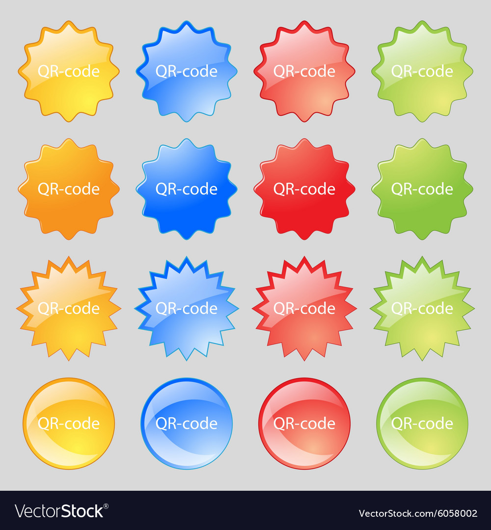Qr-code sign icon scan code symbol big set of 16