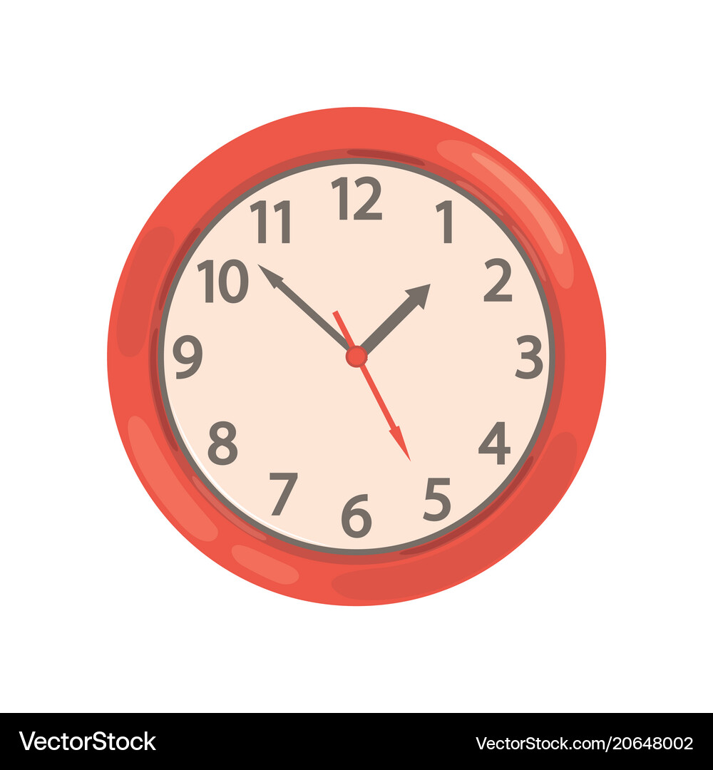 Red round wall clock Royalty Free Vector Image