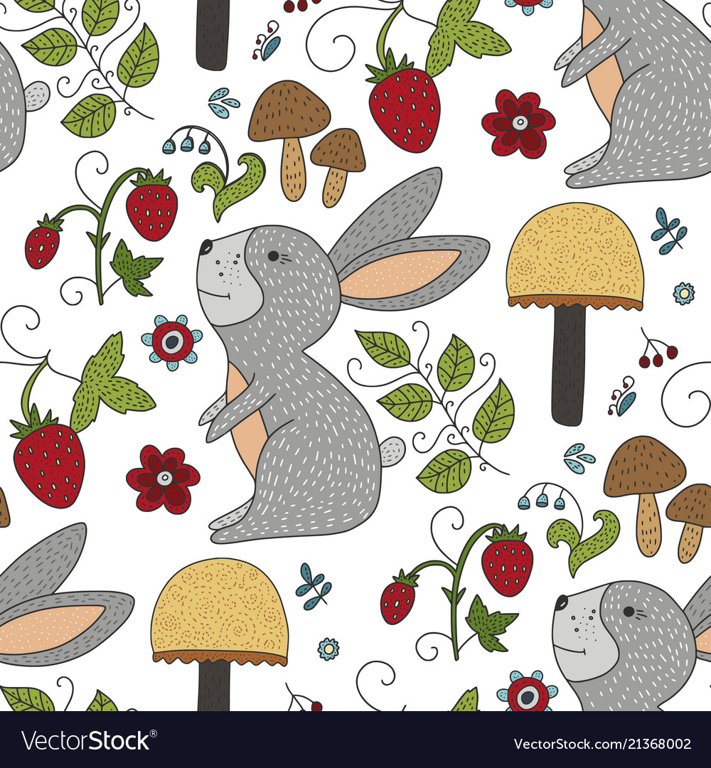 Seamless forest pattern with cute color vector image Seamless forest pattern with cute color