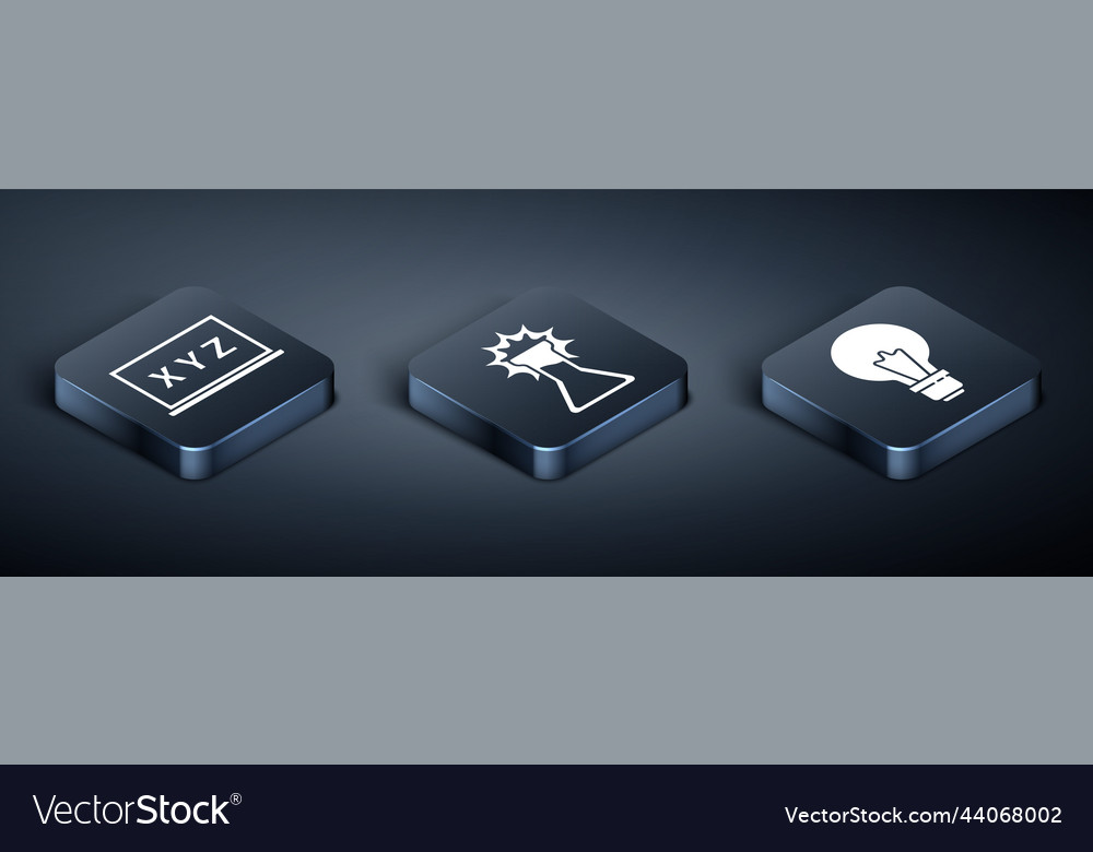 Set isometric xyz coordinate system light bulb Vector Image Set isometric xyz coordinate system light bulb