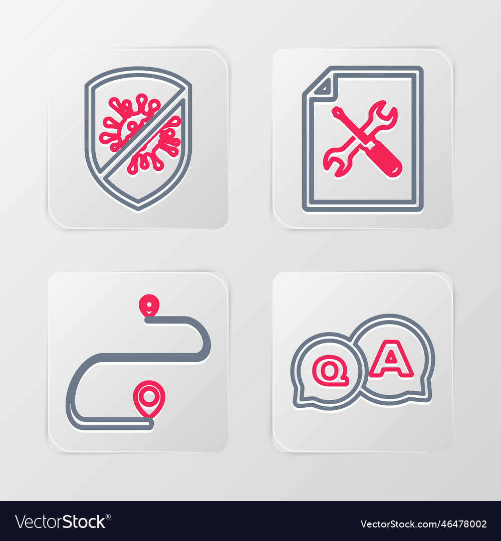 Set line question and answer route location file Vector Image Set line question and answer route location file