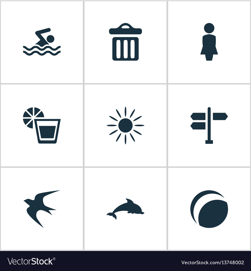 Set of simple seaside icons