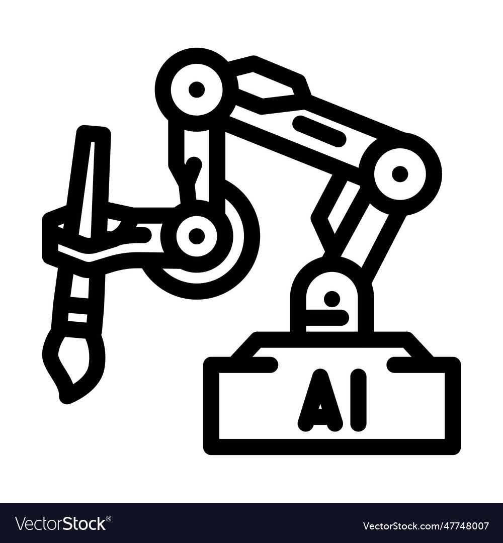 Ai image generation future technology line icon Vector Image