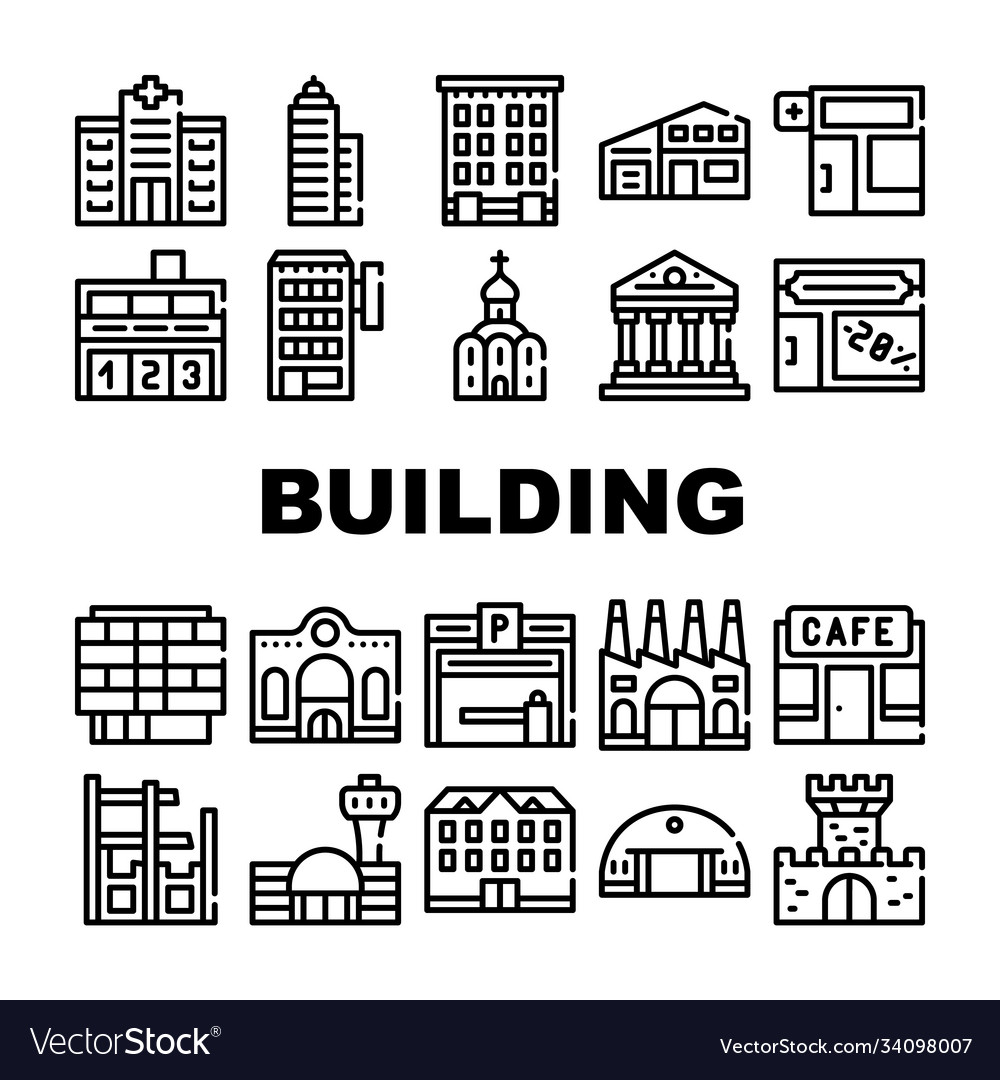 Building architecture collection icons set