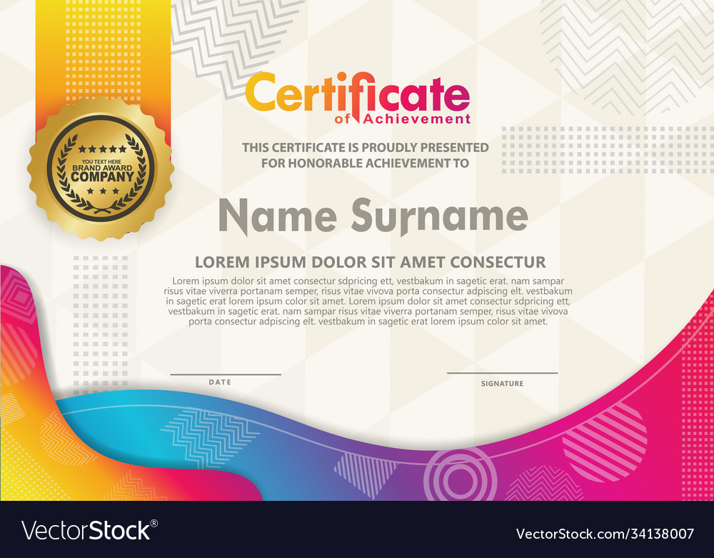 Certificate template with texture modern pattern