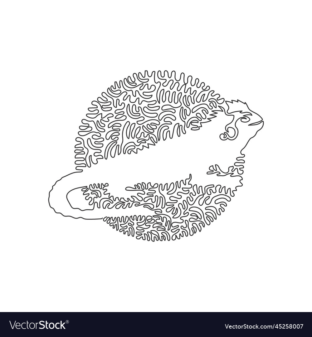 Continuous curve one line drawing of cute iguana vector image Continuous curve one line drawing of cute iguana