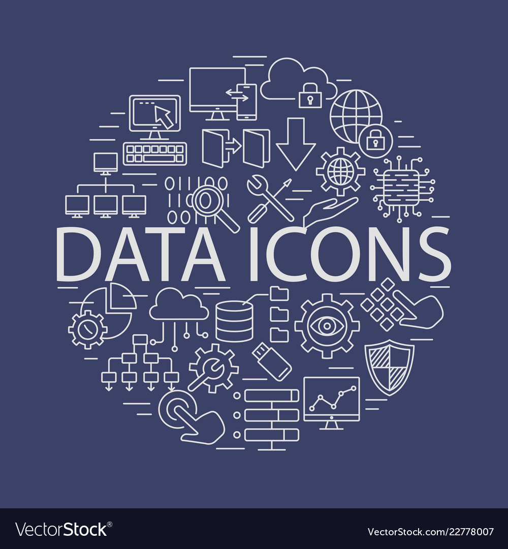 Data icons line set