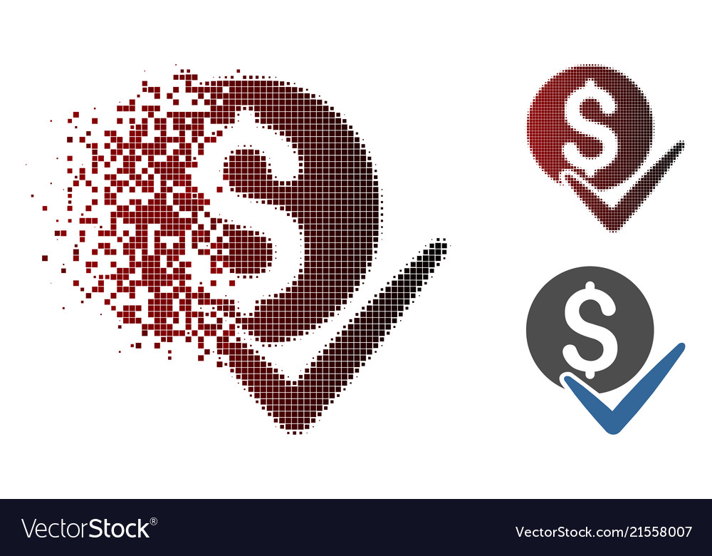 Decomposed pixel halftone accept payment icon