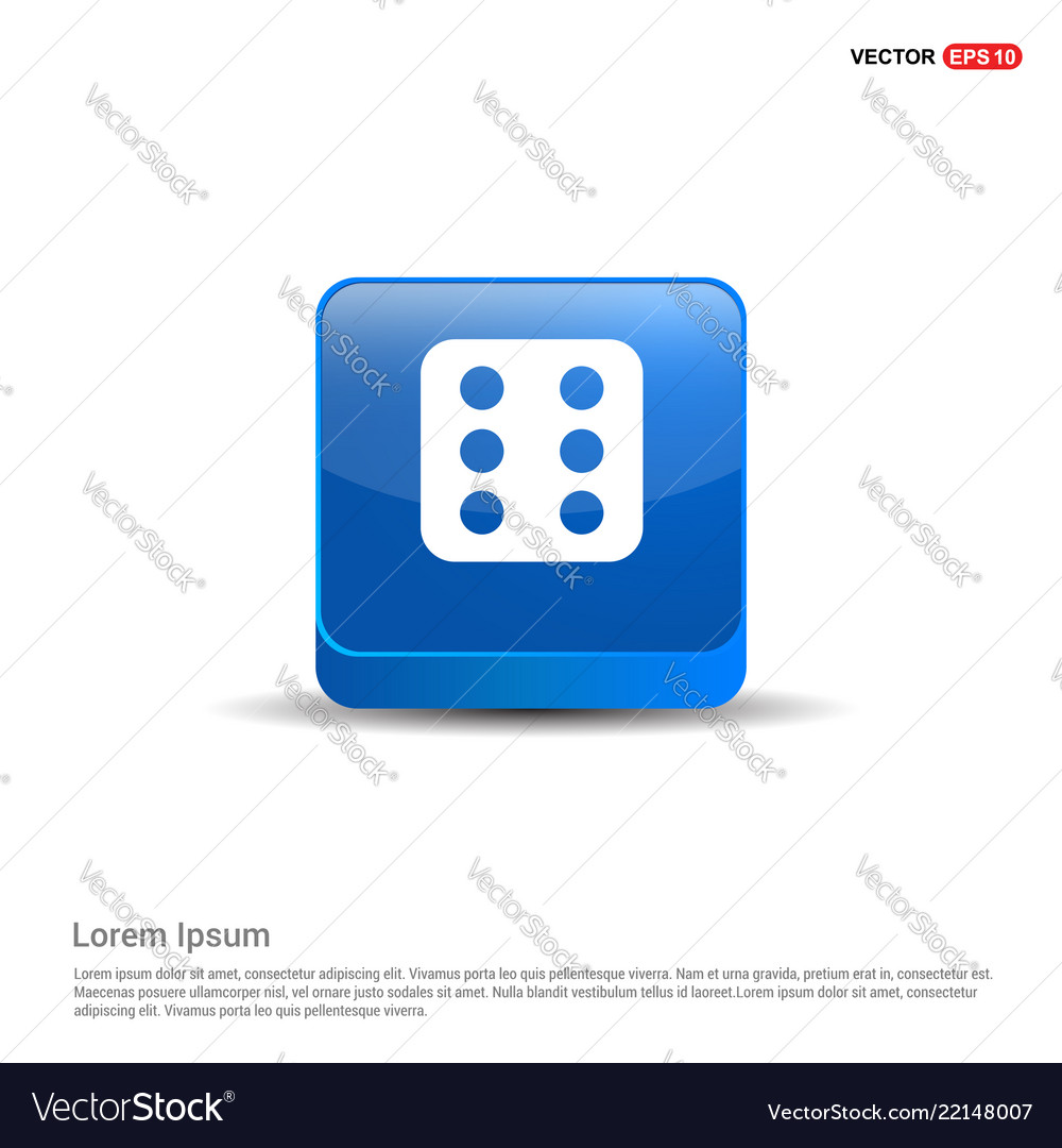 Dice cube icon - 3d blue button