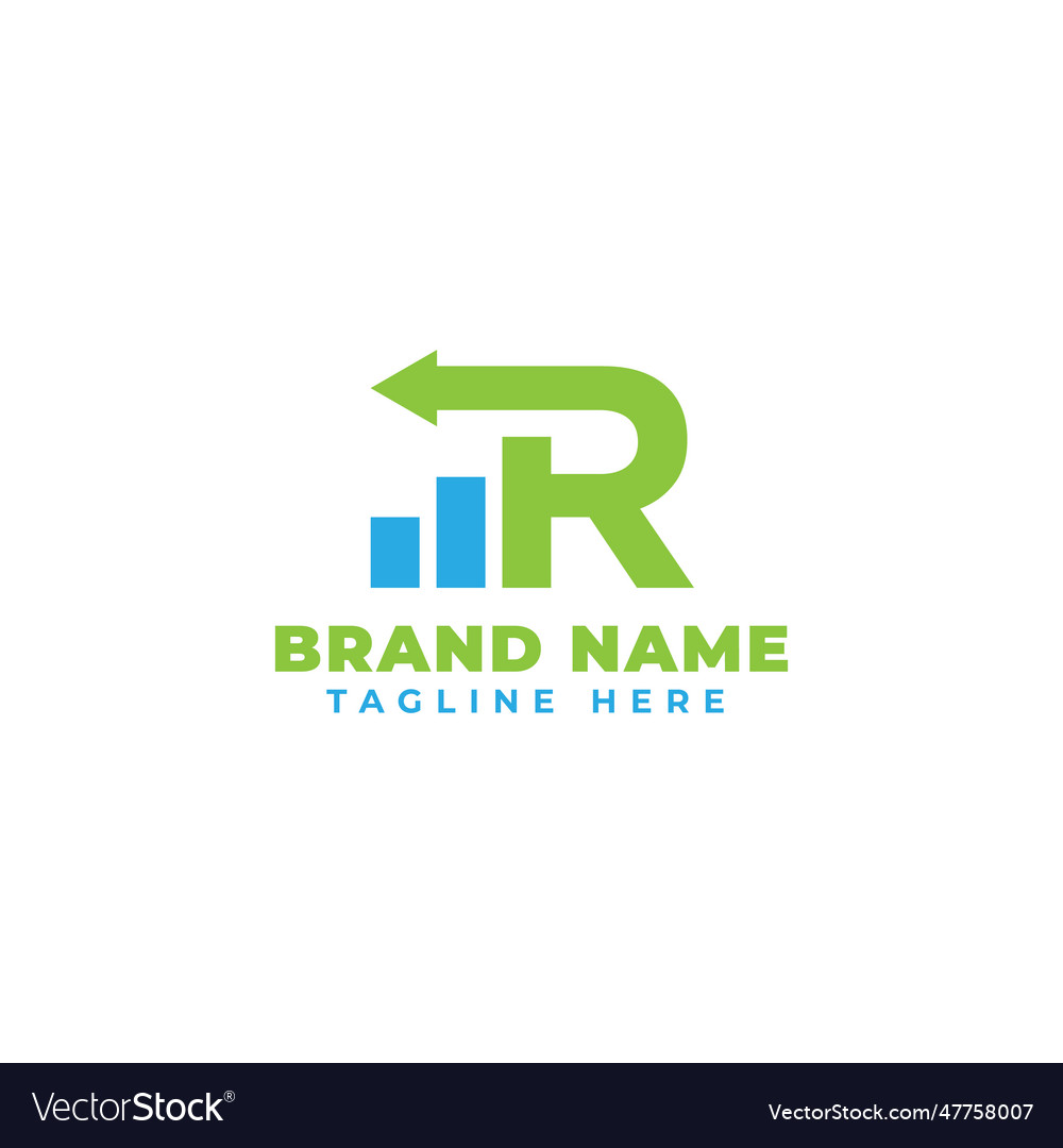 Eps10 initial letter r growing graph bar vector image Eps10 initial letter r growing graph bar