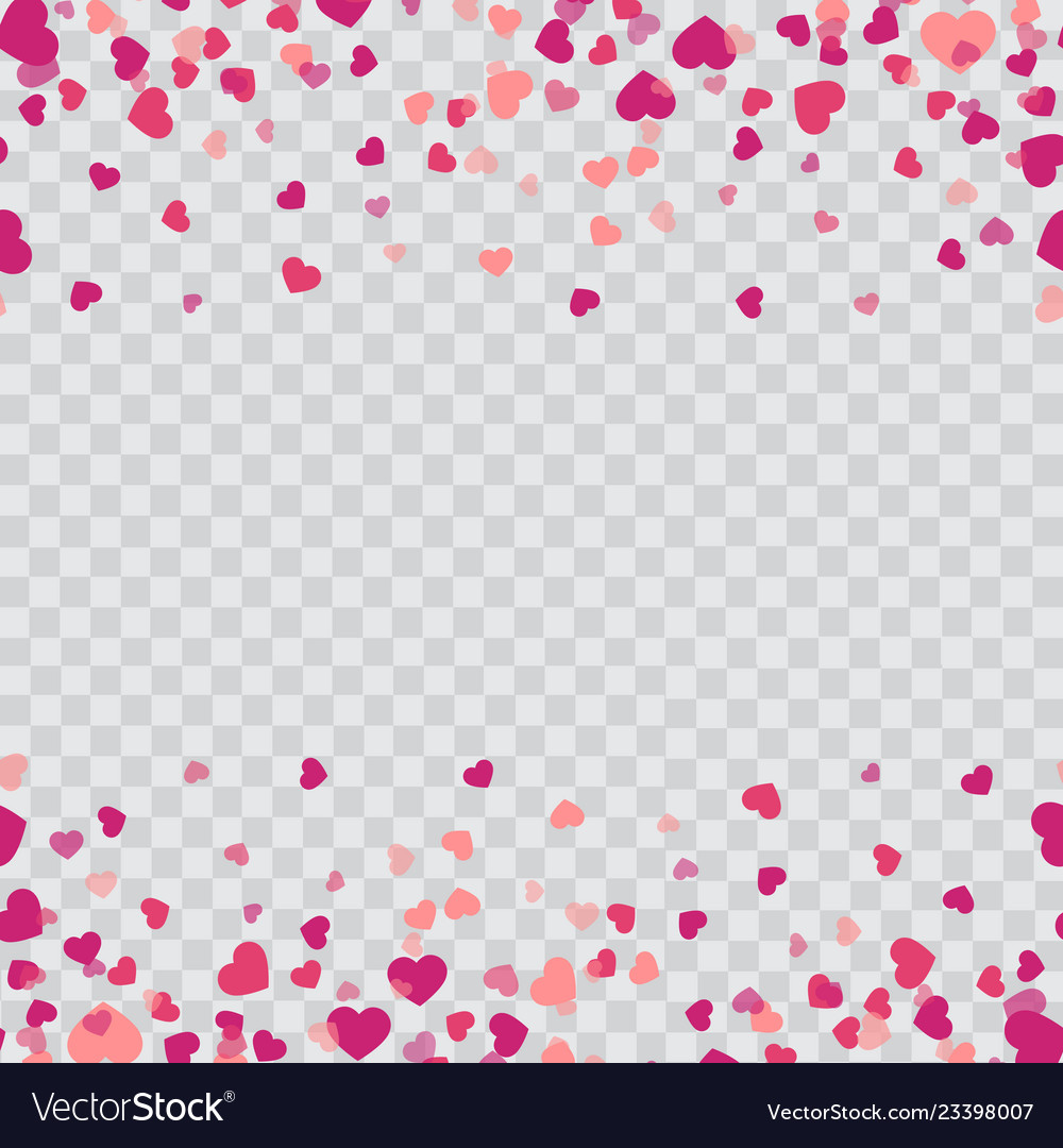 Falling pink hearts on transparent background Vector Image