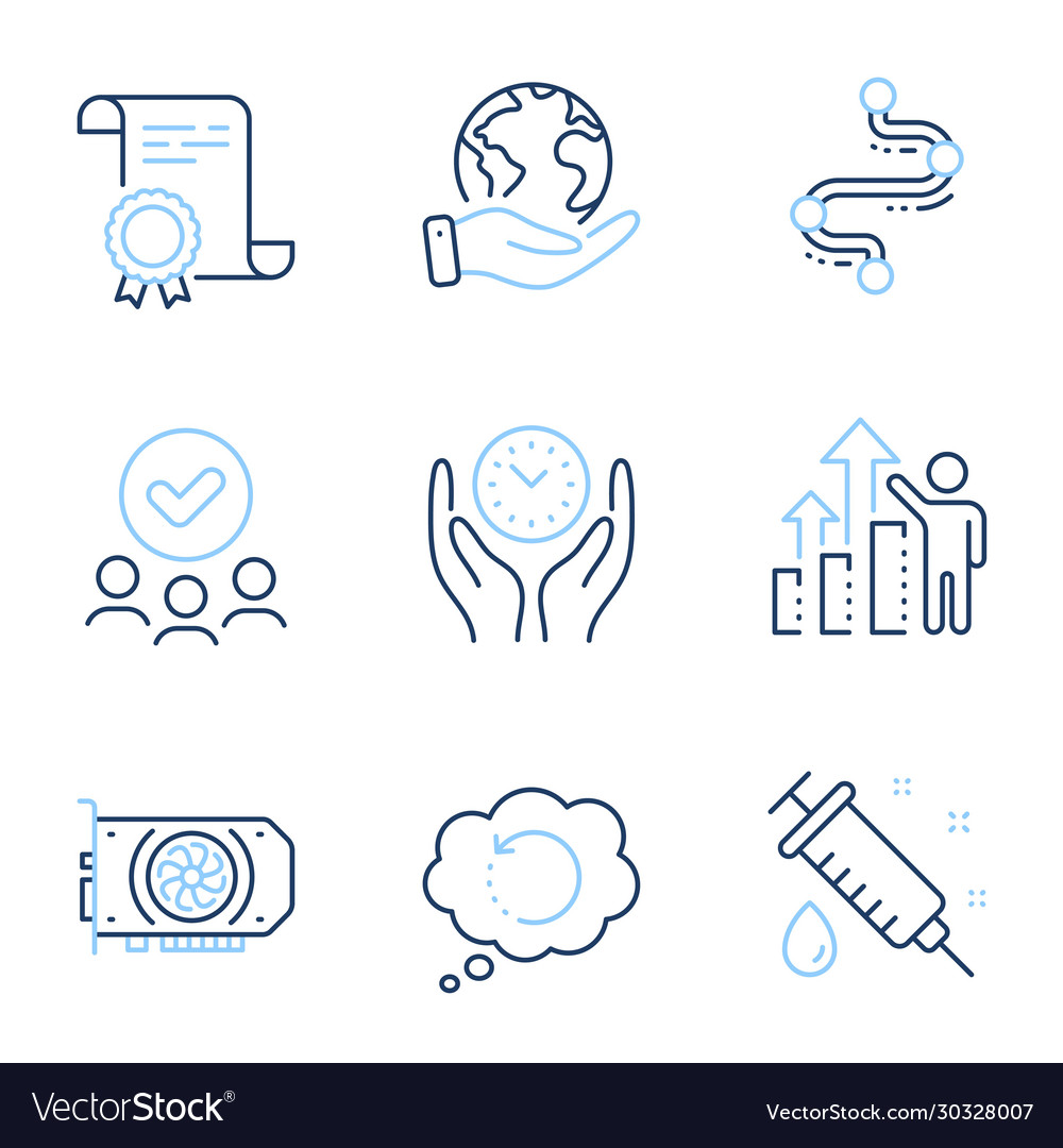 Gpu recovery data and safe time icons set vector image Gpu recovery data and safe time icons set