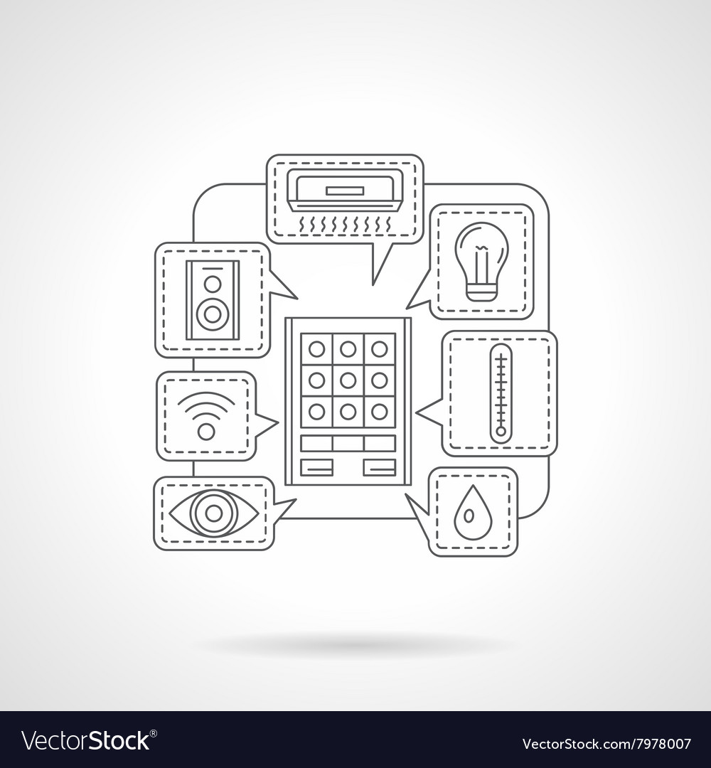 House remote control detail flat line icon