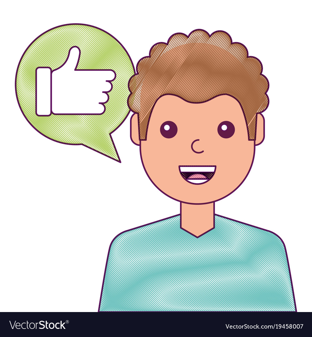 Man with hand like in speech bubble