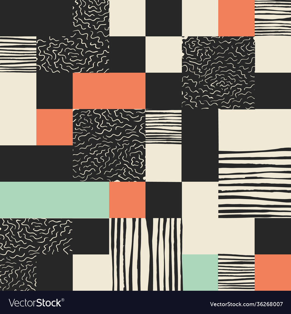 Memphis style seamless pattern geometric elements