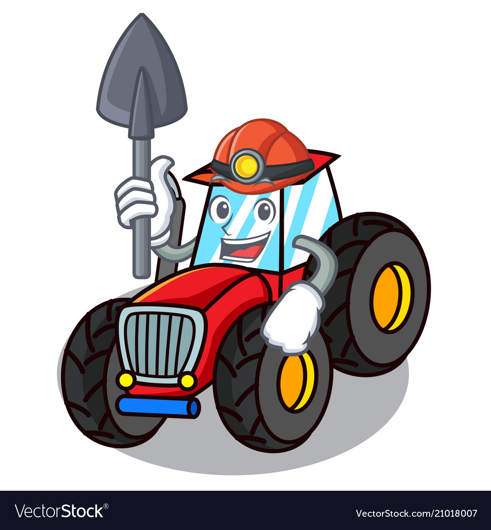 Miner tractor mascot cartoon style