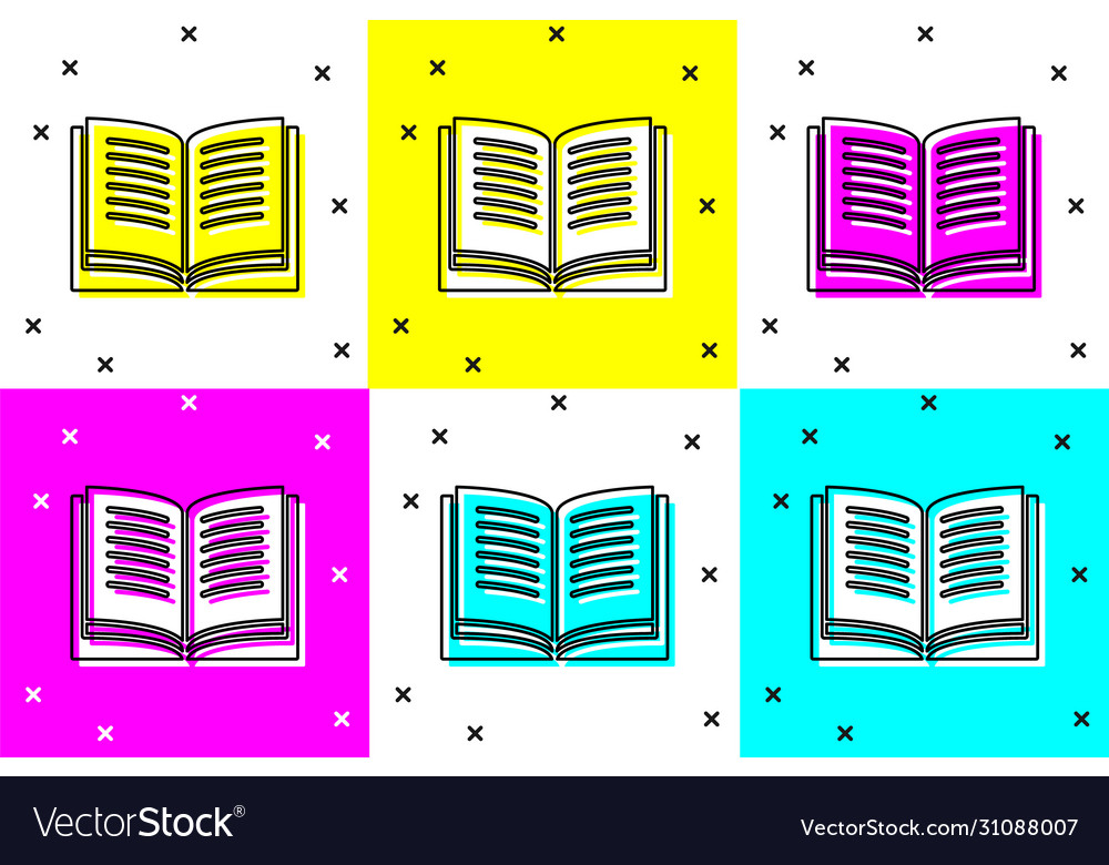 Set open book icon isolated on color background vector image Set open book icon isolated on color background