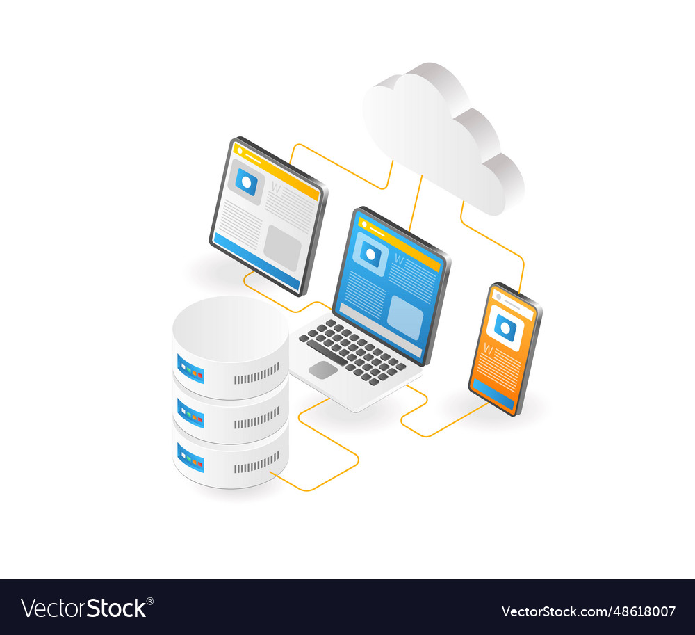 Test application web database vector image Test application web database