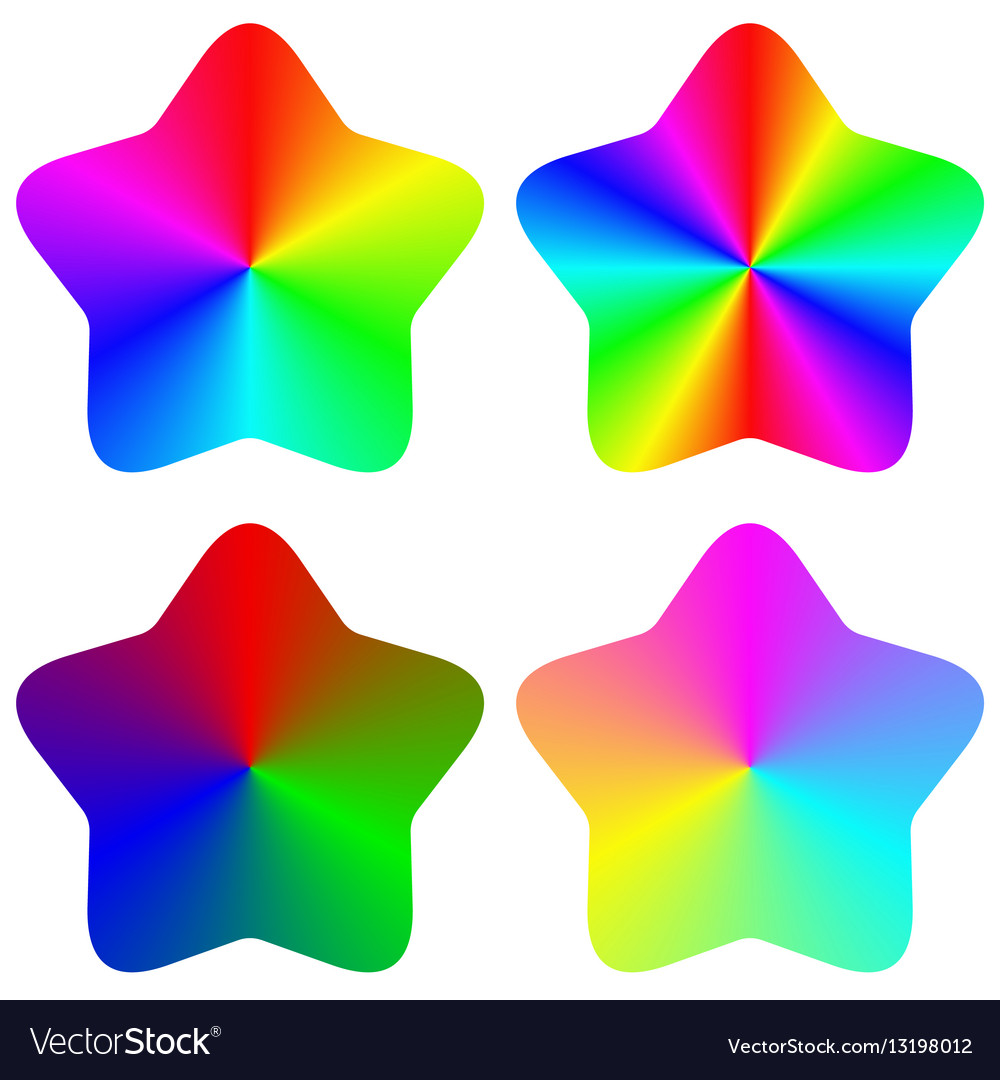 Abstract isolated gradient rainbow star set