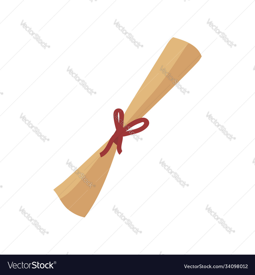 Ancient Rolled Scroll with Red Ribbon
