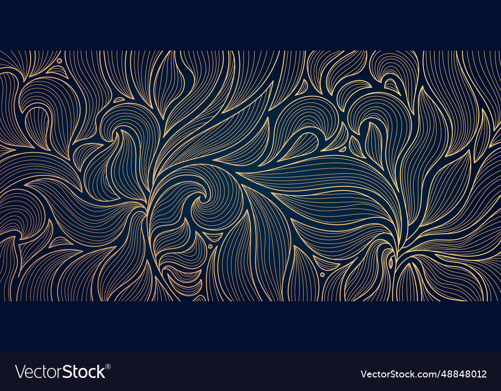 Art deco leaf pattern golden luxury Royalty Free Vector