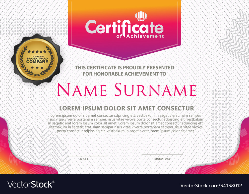 Certificate template with texture modern pattern