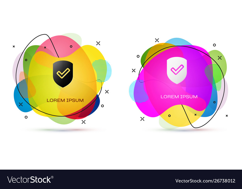 Color shield with check mark icon isolated