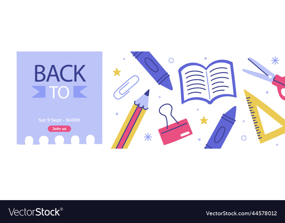 Flat back to school horizontal banners set