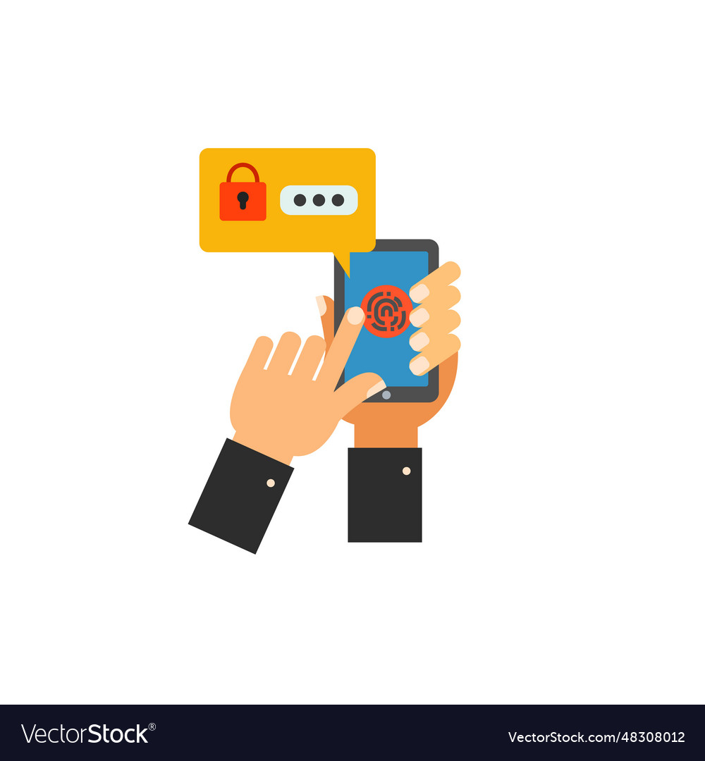 Password notification with fingerprint icon vector image Password notification with fingerprint icon