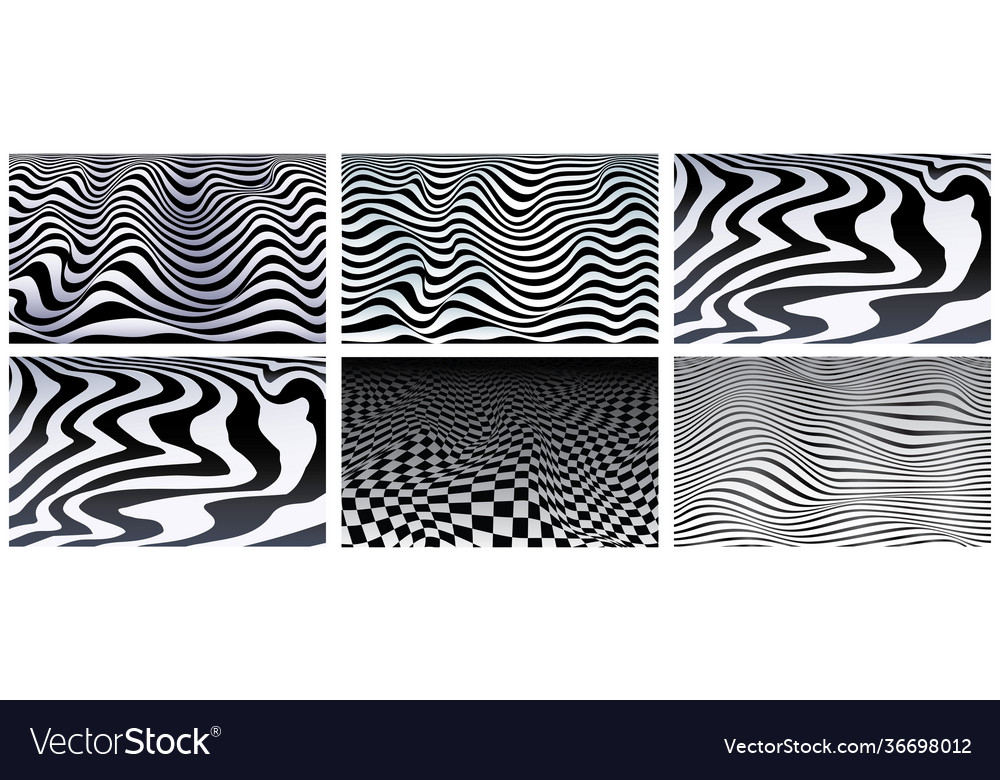 Set abstract backgrounds wavy striped surface vector image Set abstract backgrounds wavy striped surface