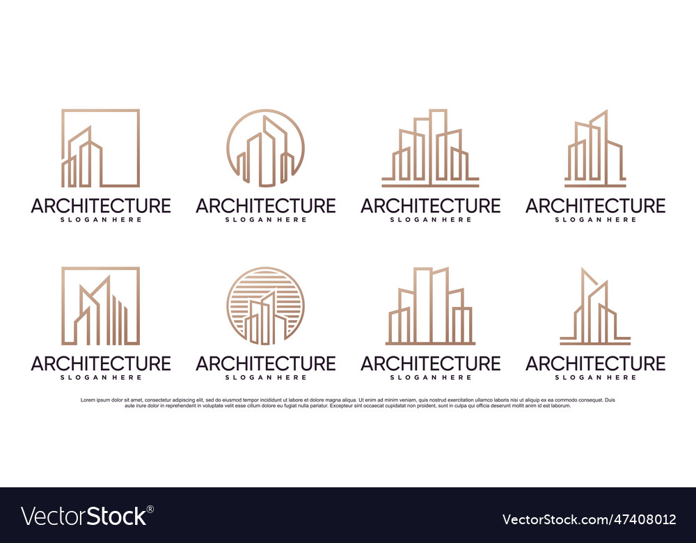Set of architecture building logo design vector image Set of architecture building logo design