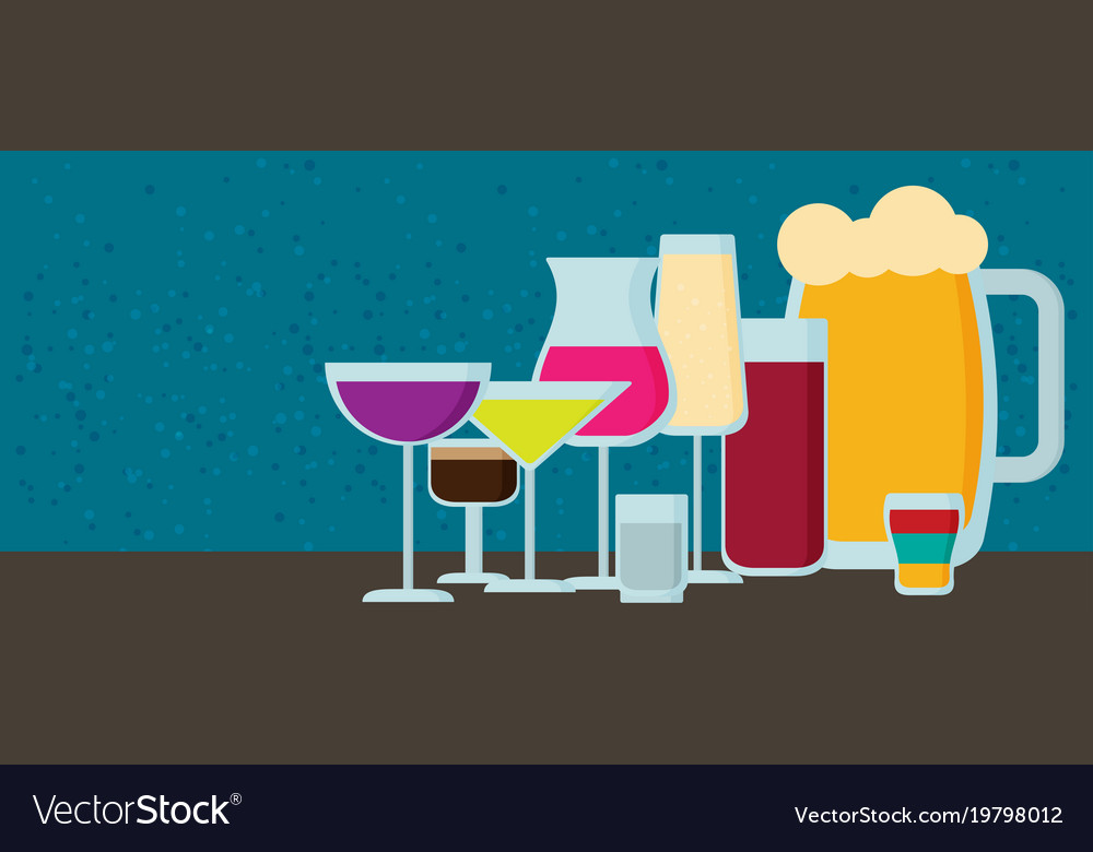 Set of modern flat design drink or bar icons