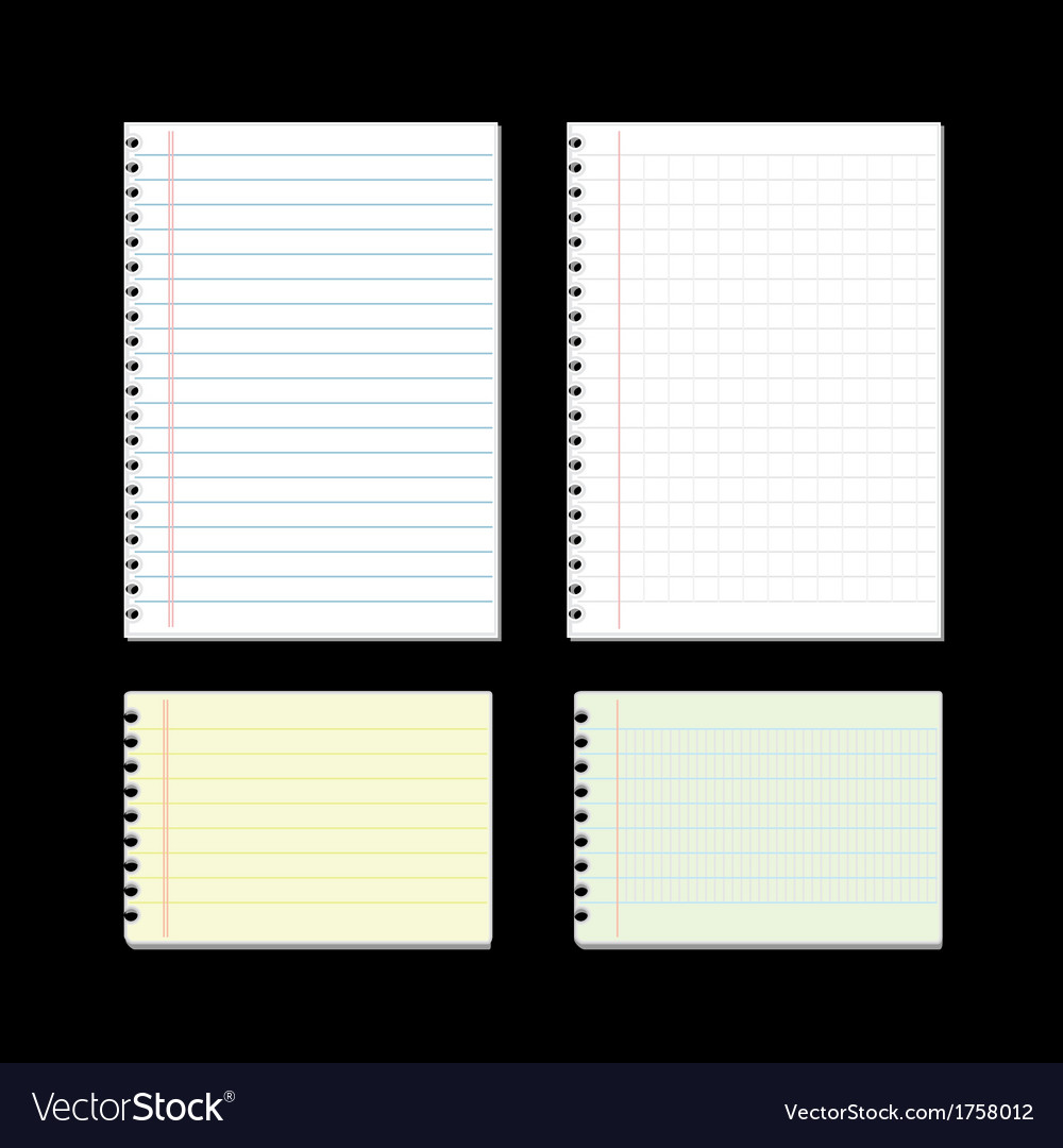 Sheet of lined papers on black background