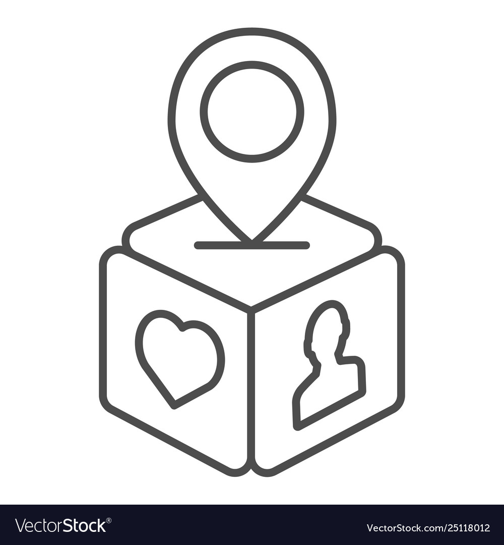 Subscriber location thin line icon box with map