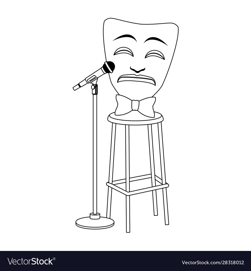 Tragedy comedy mask icon flat design Royalty Free Vector