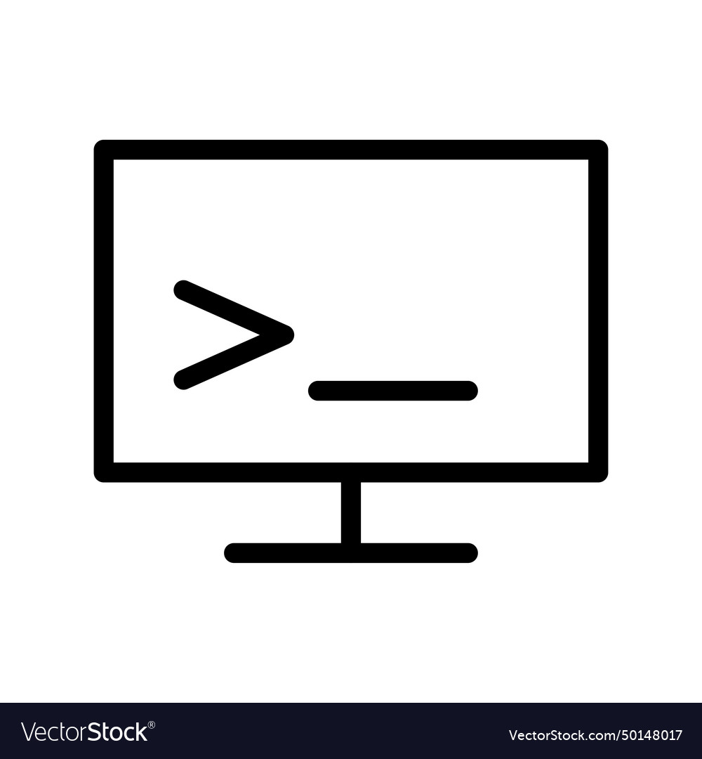 Black line icon write program code on a computer vector image Black line icon write program code on a computer