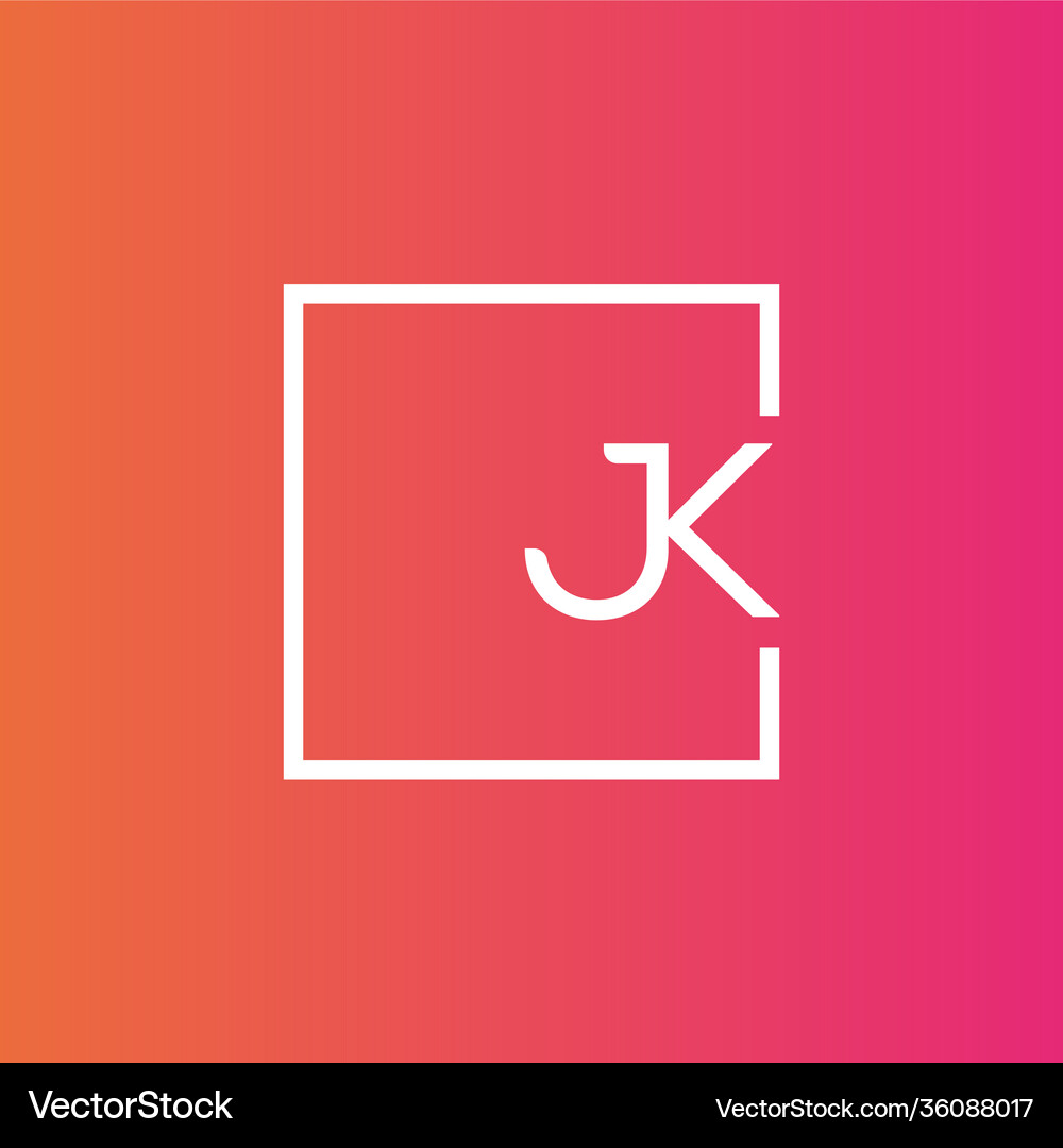 Creative initial letter jk square logo design Vector Image