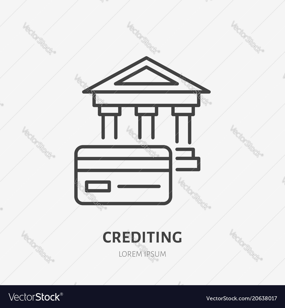 Kreditkarte mit Bank Flat Line Ikone Bank Zeichen
