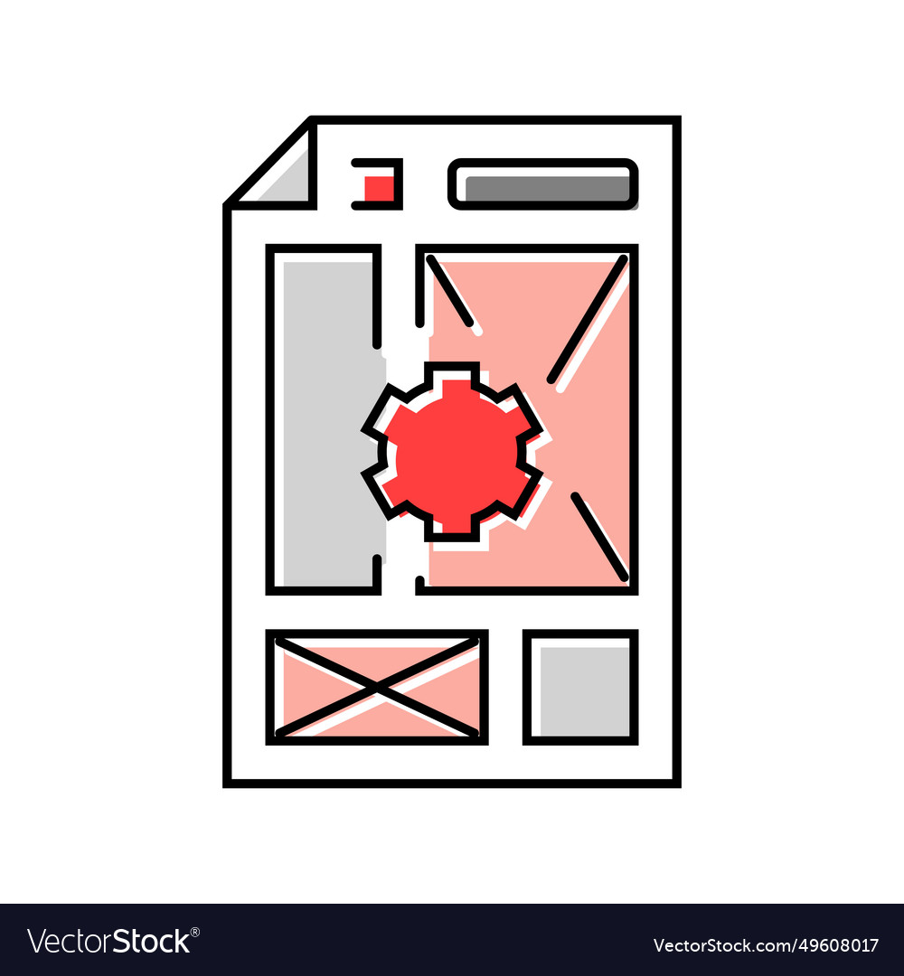 Document layout technical writer color icon vector image Document layout technical writer color icon