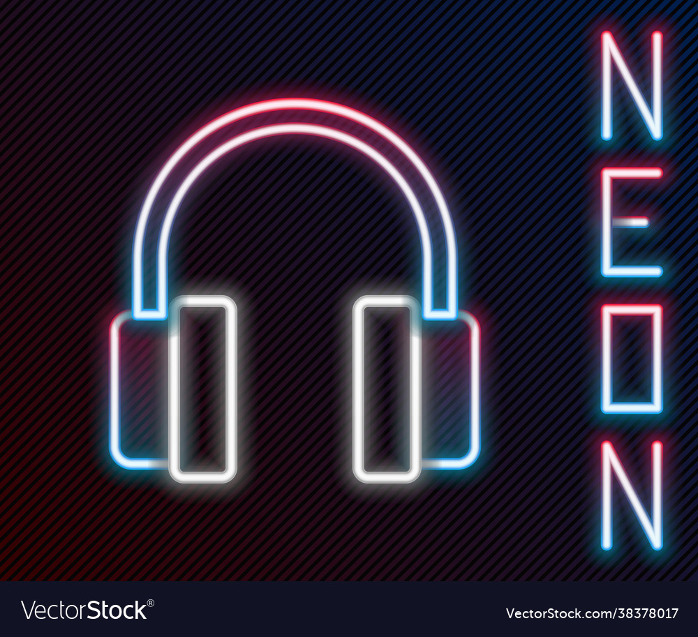 Glowing neon line headphones icon isolated Vector Image