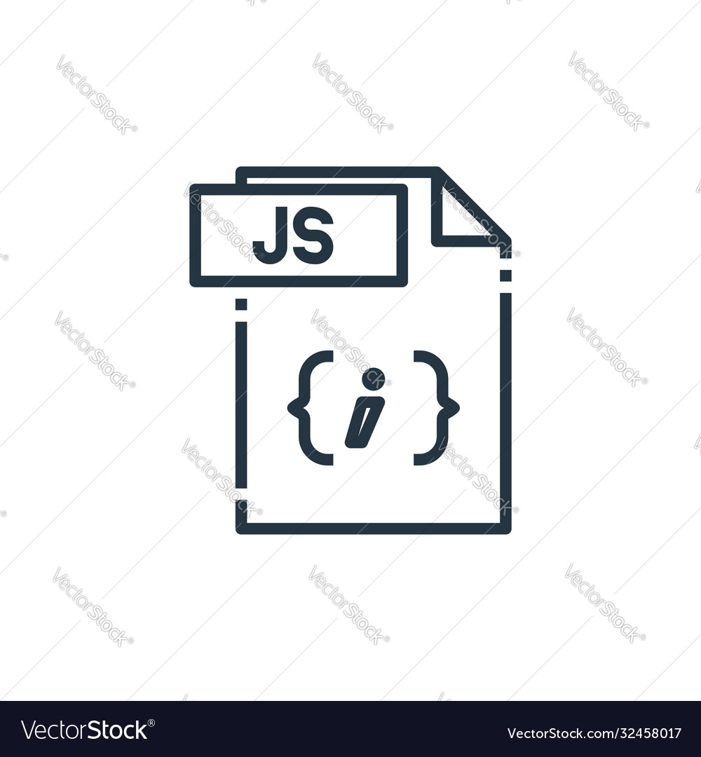 Js file icon isolated on white background outline vector image Js file icon isolated on white background outline