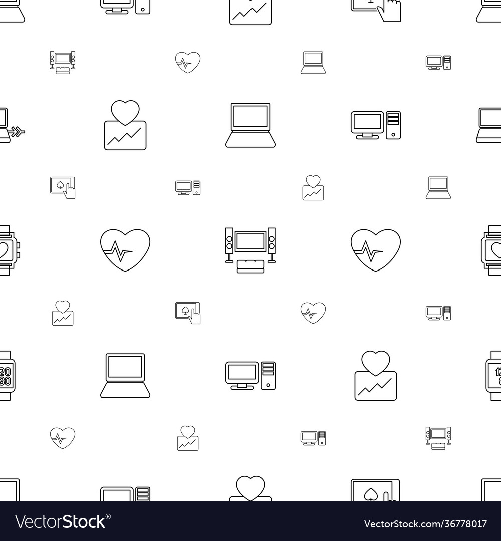 Monitor icons pattern seamless white background
