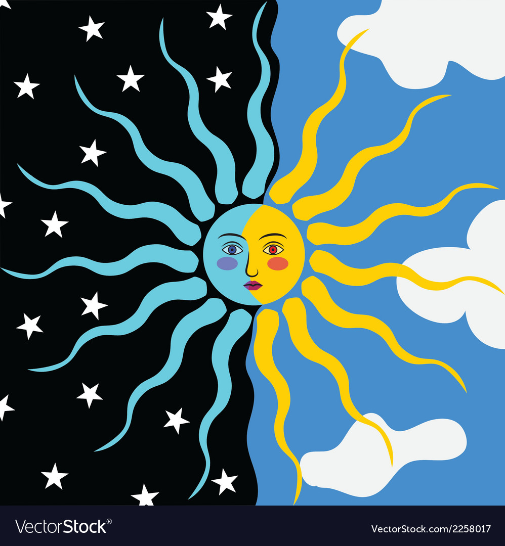 Night and day sun moon Royalty Free Vector Image