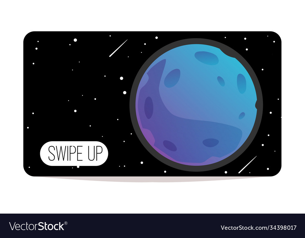 Planet game with swipe up button flat cartoon