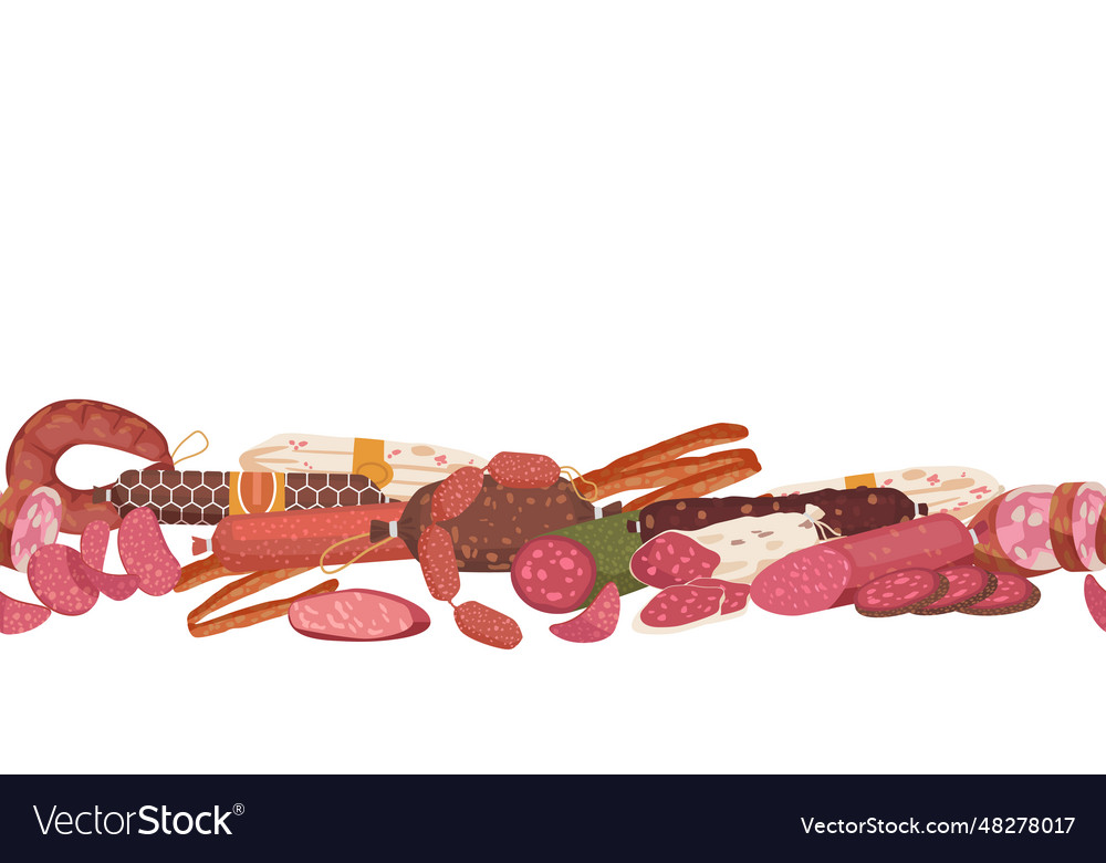 Seamless pattern with sausages arranged