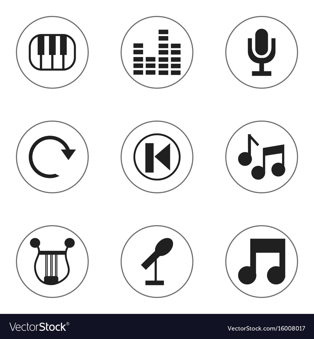Set of 9 editable sound icons includes symbols