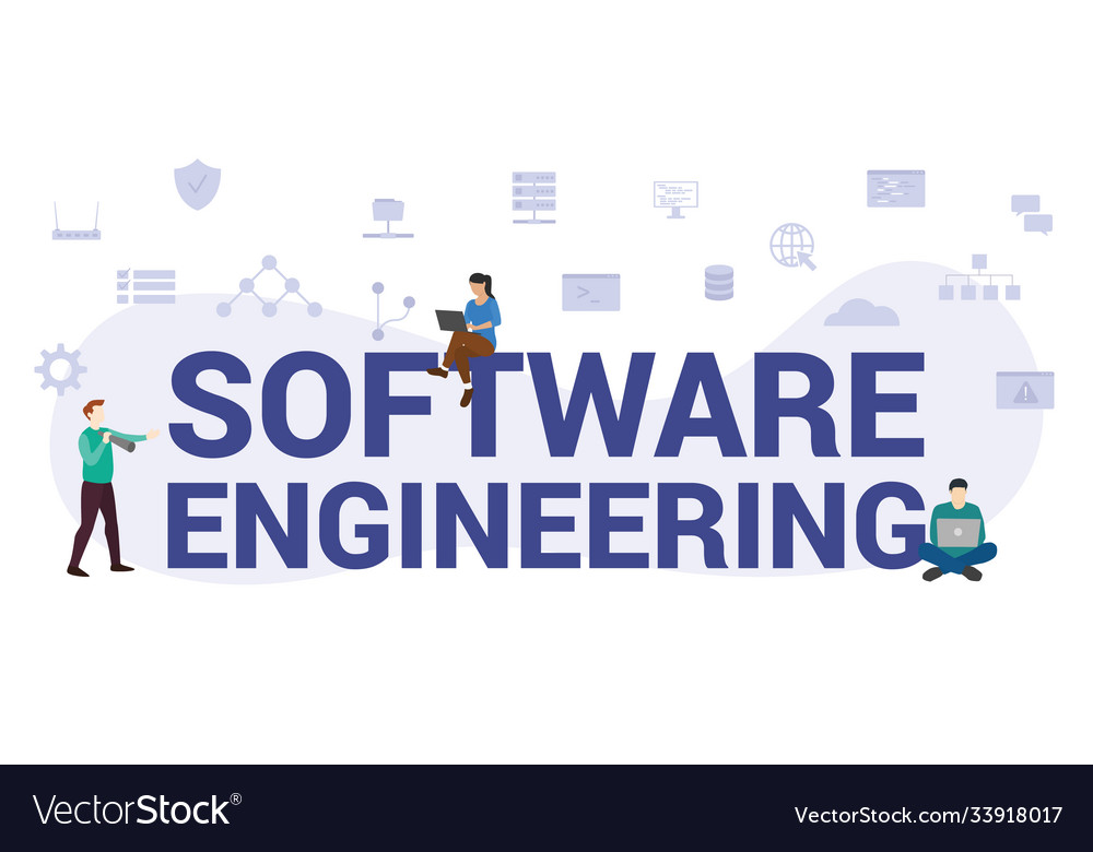 Software engineering concept with modern big text vector image Software engineering concept with modern big text