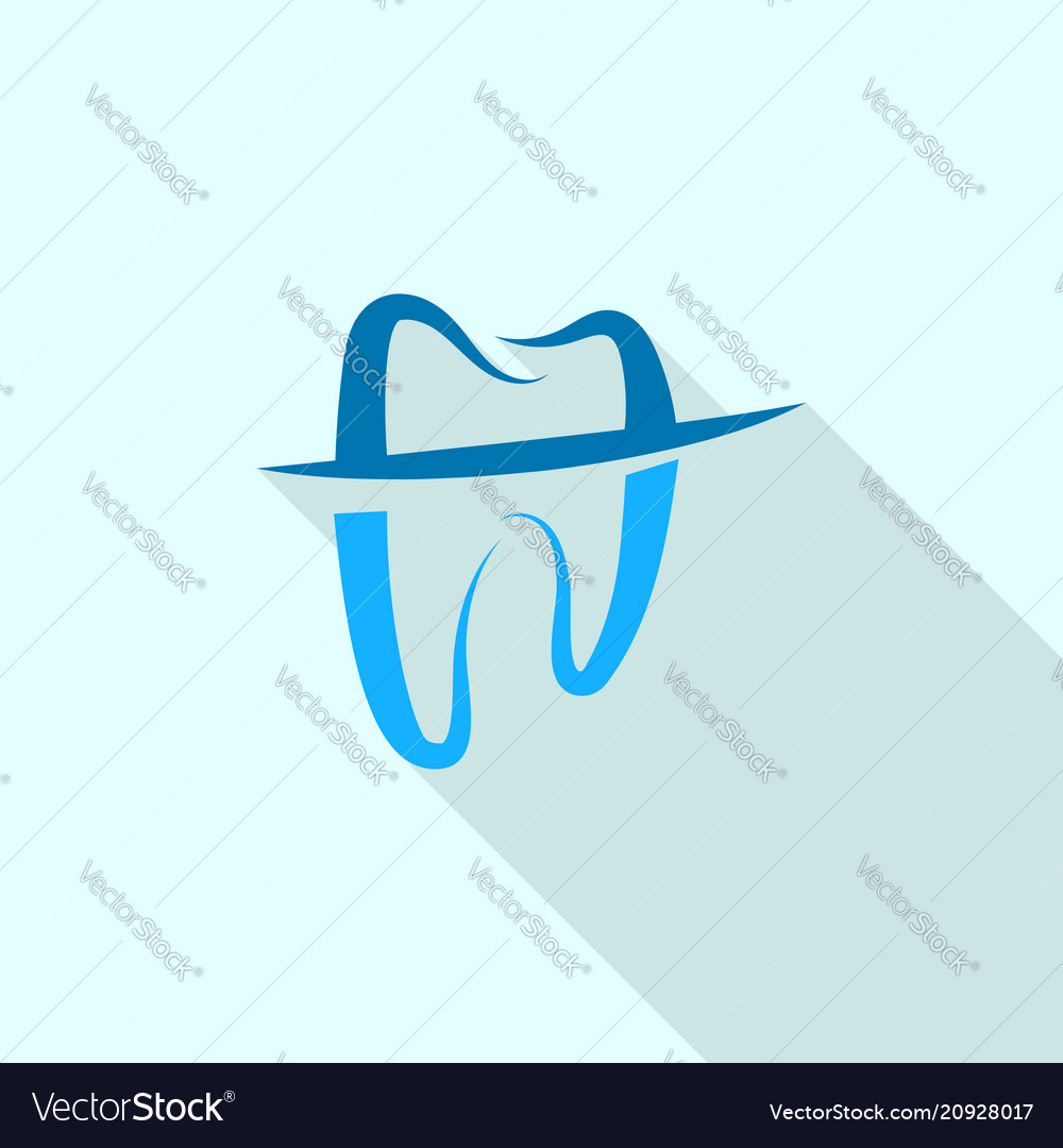 Trendy tooth logo icon flat style Royalty Free Vector Image